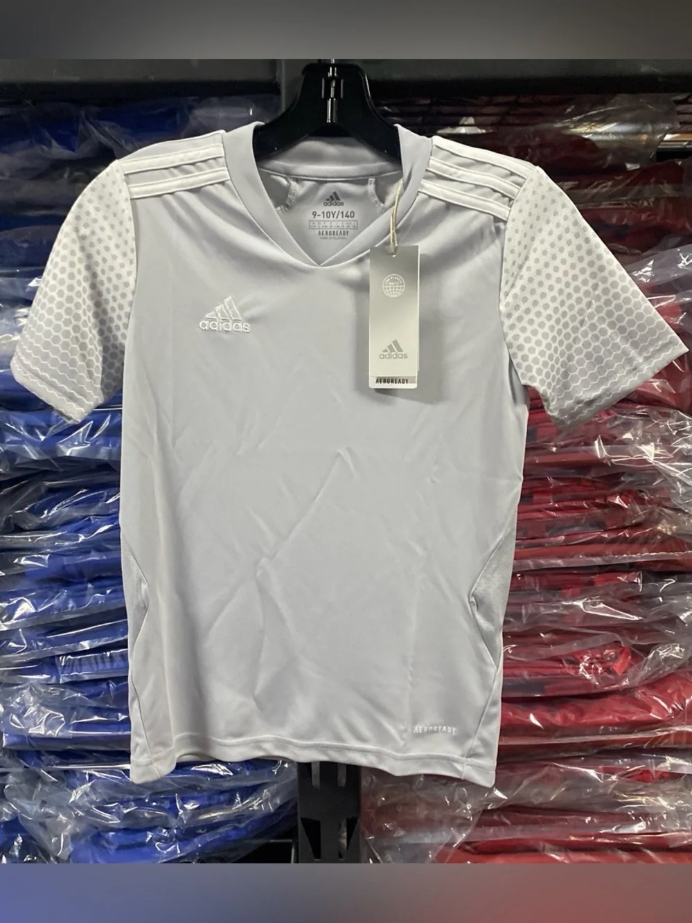 Adidas Regista 20 Soccer Jersey NWT Kids Small Light Grey/White Aeroready FT6567